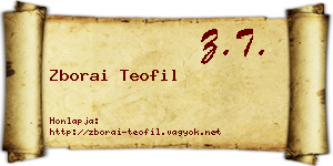 Zborai Teofil névjegykártya